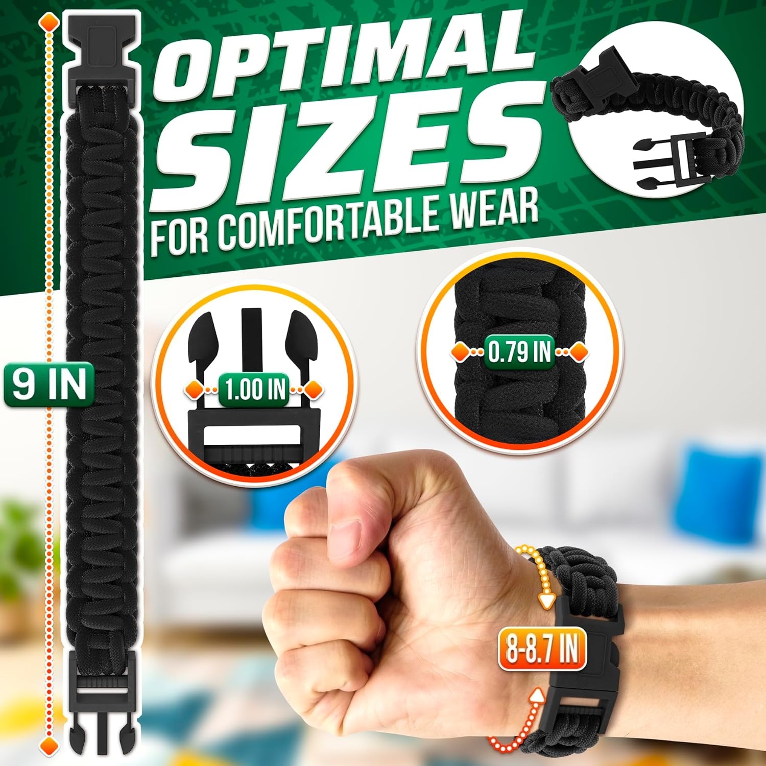남녀공용 파라코드 팔찌, 낙하산 줄로 엮은 팔찌, 8- - Paracord Survival Bracelet 리뷰 및 가격
